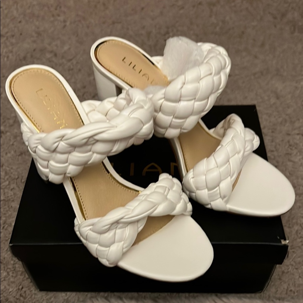 Liliana White Braided Heeled Sandals Size 10